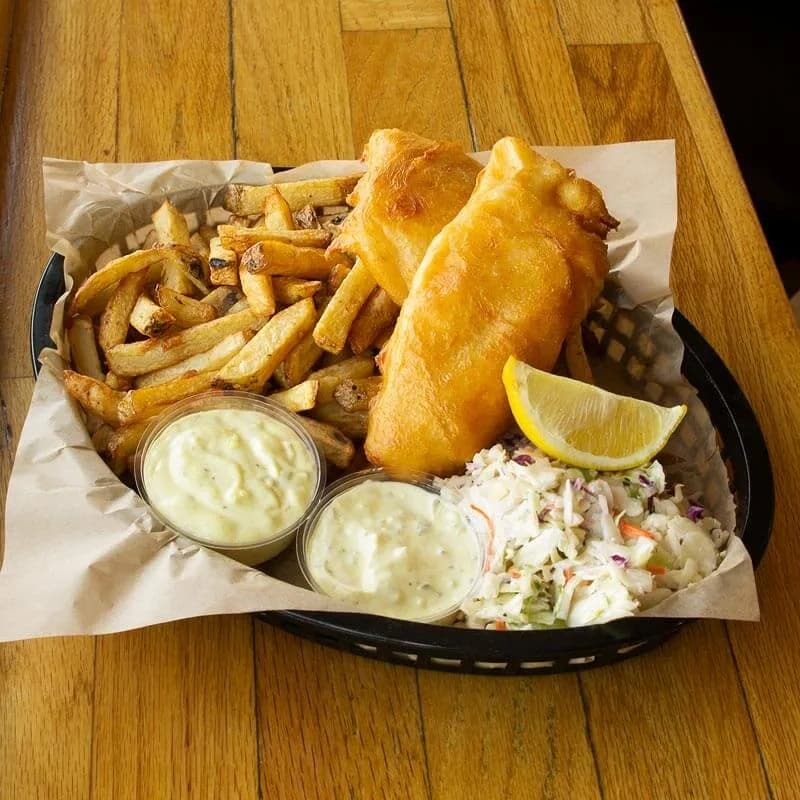 The Chief's Plate of fish and chips at Willows Galley